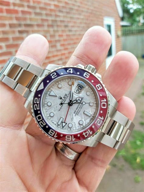 rolex gmt master 2 white|Rolex meteorite dial price.